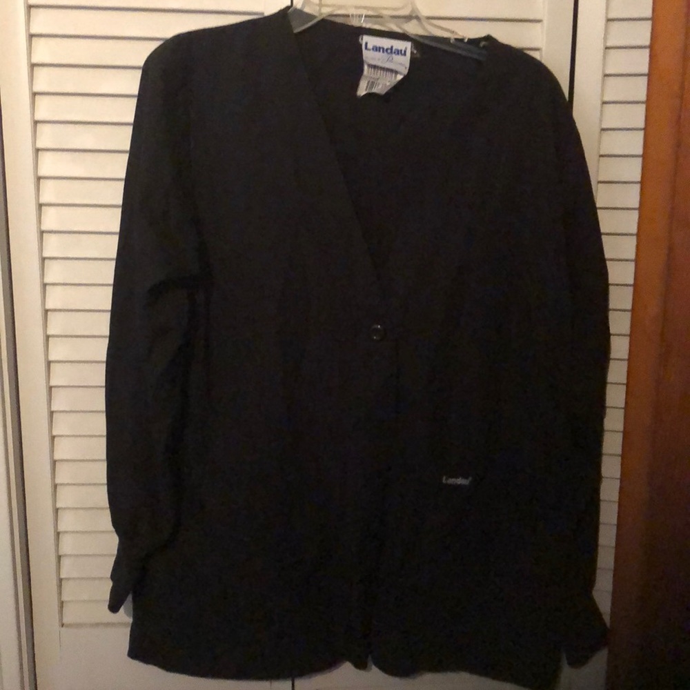 Landau black lab coat uniform jacket